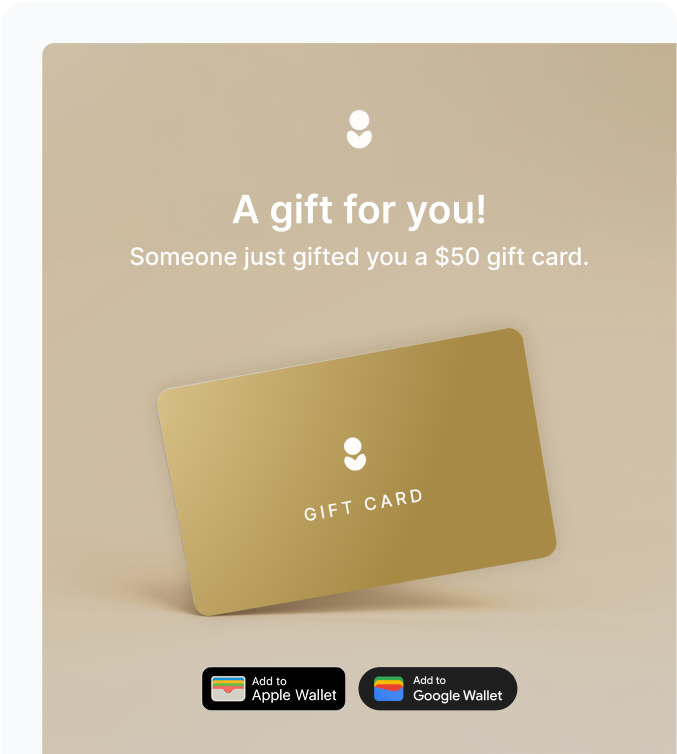 Wrapped gift cards email with apple google wallet
