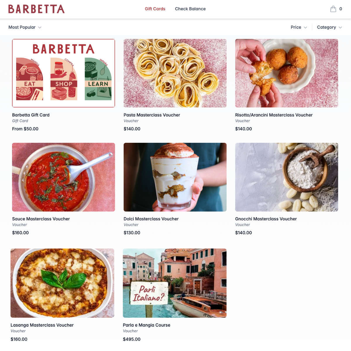 Barbetta  gift cards on Wrapped