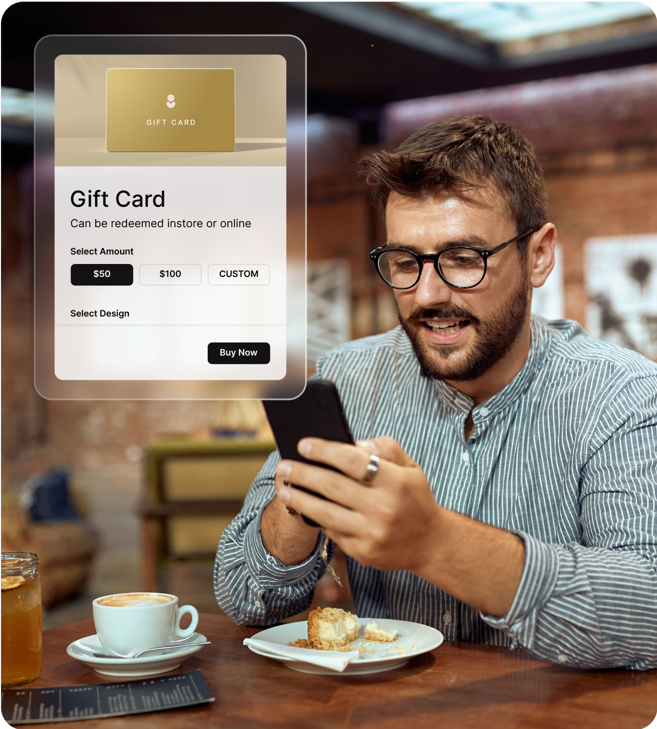 Customer buying Wrapped gift card on mobile