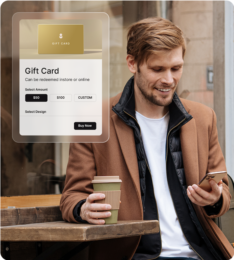 Customer buying gift card online on their mobile
