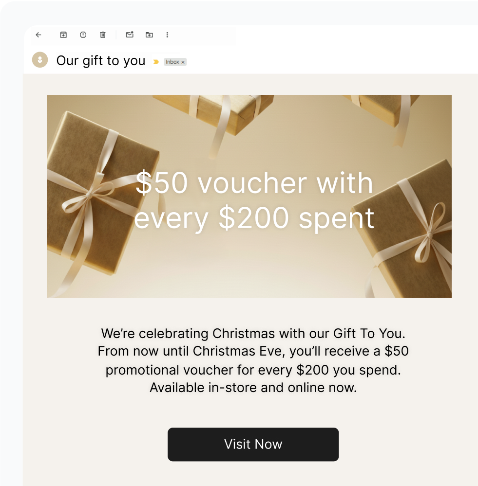 Gift card automation email