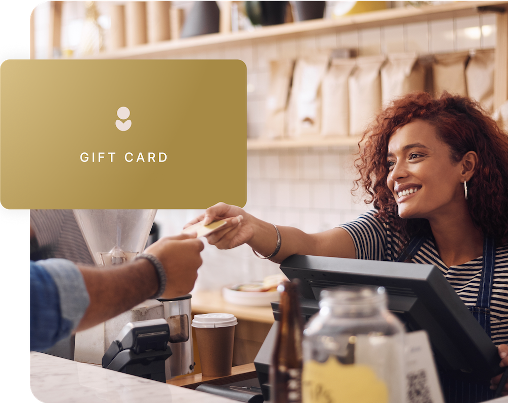 Wrapped gift card being sold in hospitality venue