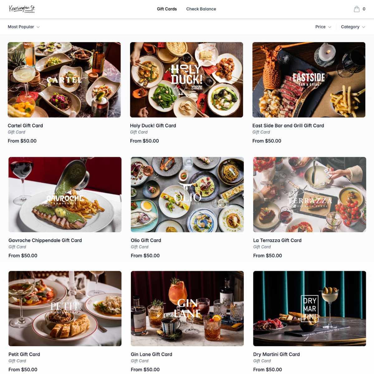 kensgington st Wrapped gift card web store